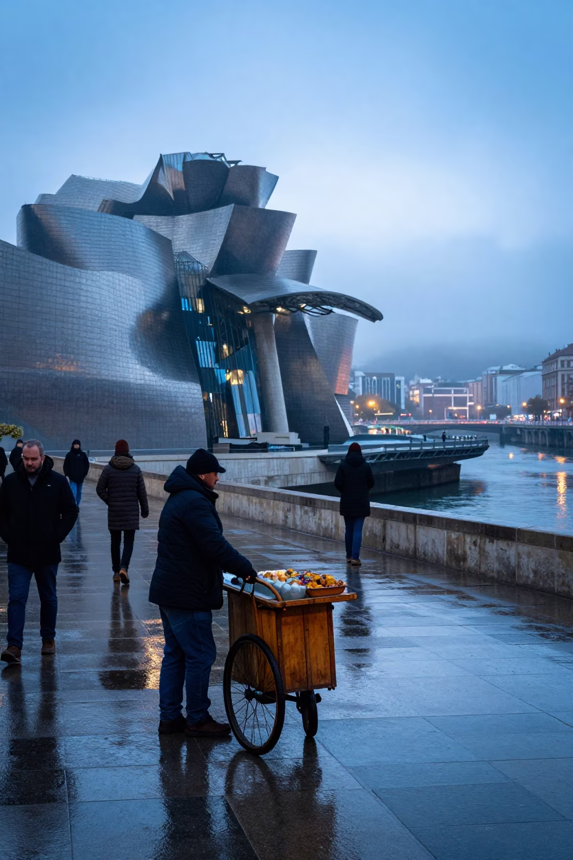 Nautical Dawn in Bilbao Spain Street Photography Candid Moment in in Bilbao, Spain