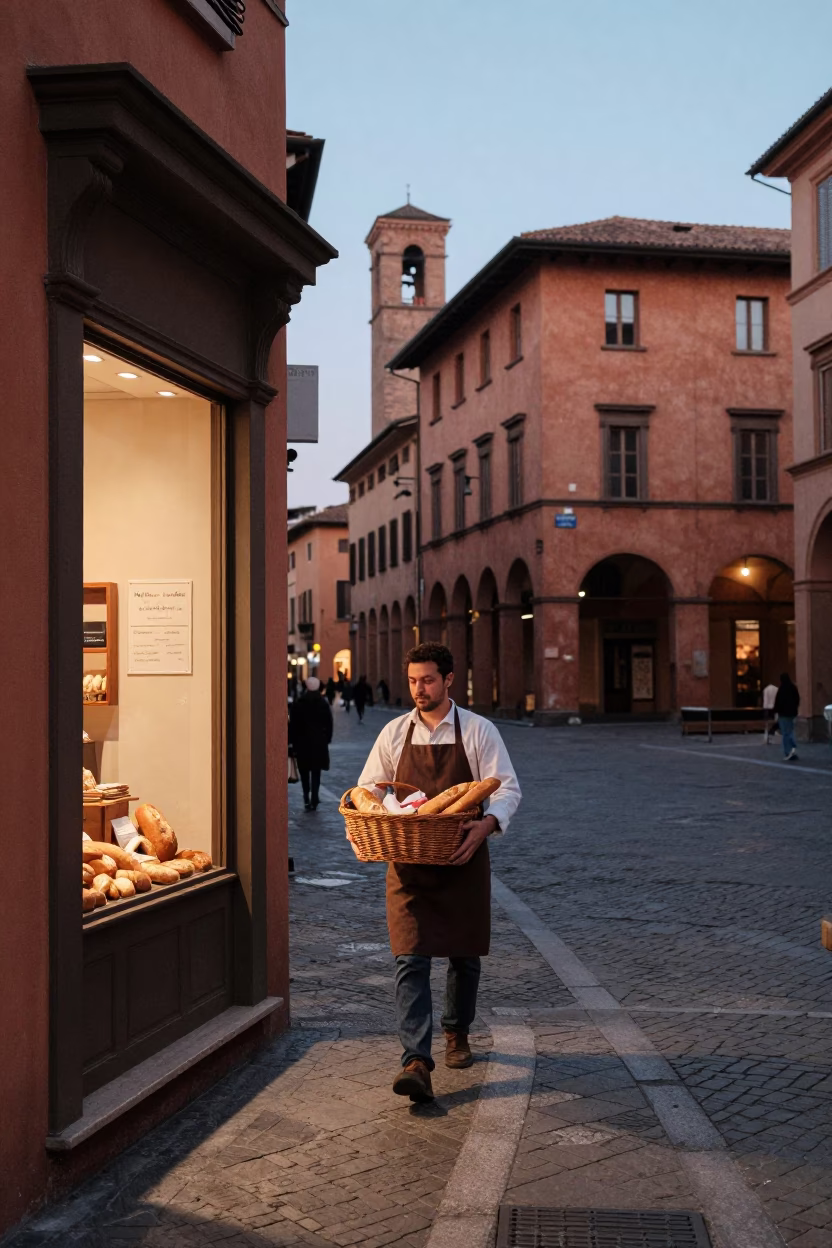 Nautical Dawn in Bologna Italy Colorful Street Scene with Vintage Elements in in Bologna, Italy