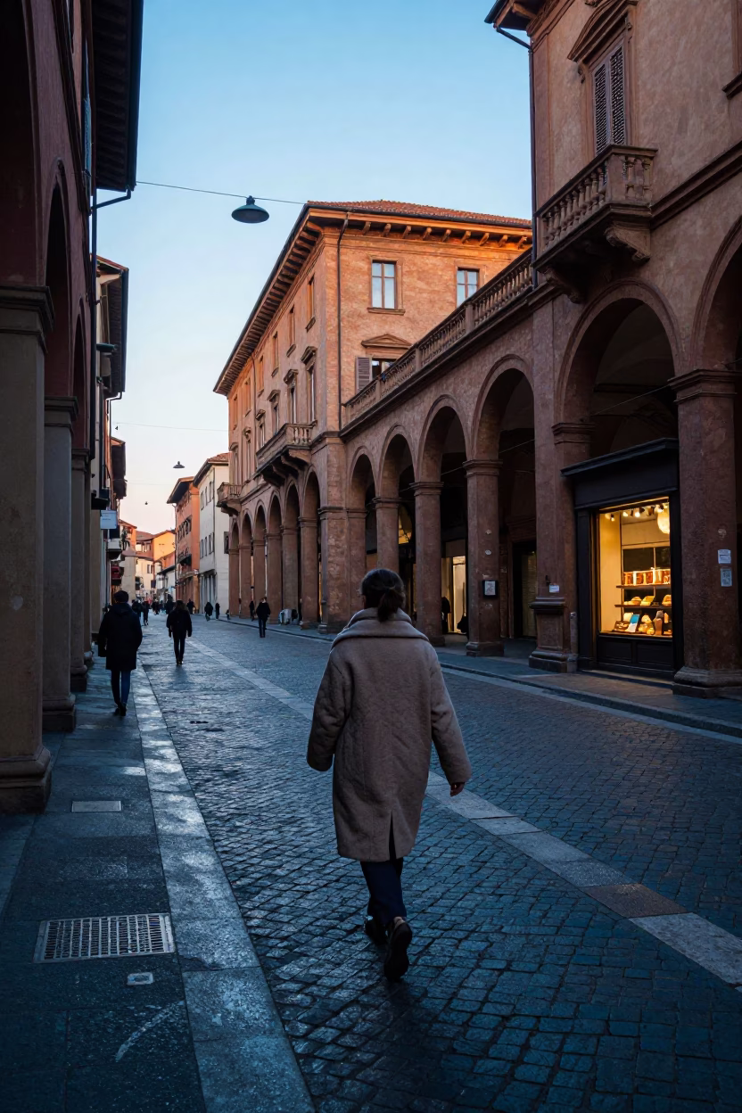 Nautical Dawn in Bologna Italy with Local Street Scene and Vintage Atmosphere in in Bologna, Italy