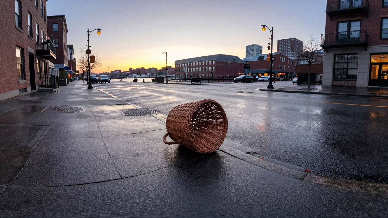 Nautical Dawn in Boston Massachusetts Urban Street Scene with Wicker Shadow in in Boston, Massachusetts, United States