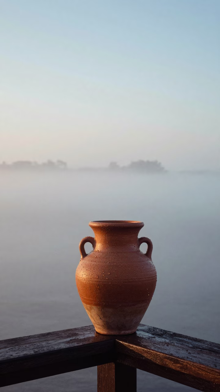 Nautical Dawn in Buenos Aires with Steam Haze and Clay Pot in in Buenos Aires, Argentina