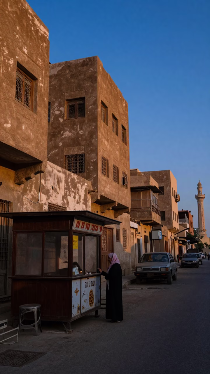 Nautical Dawn in Cairo Egypt Street Scene with Vintage 1970s Architecture and Local Life in in Cairo, Egypt