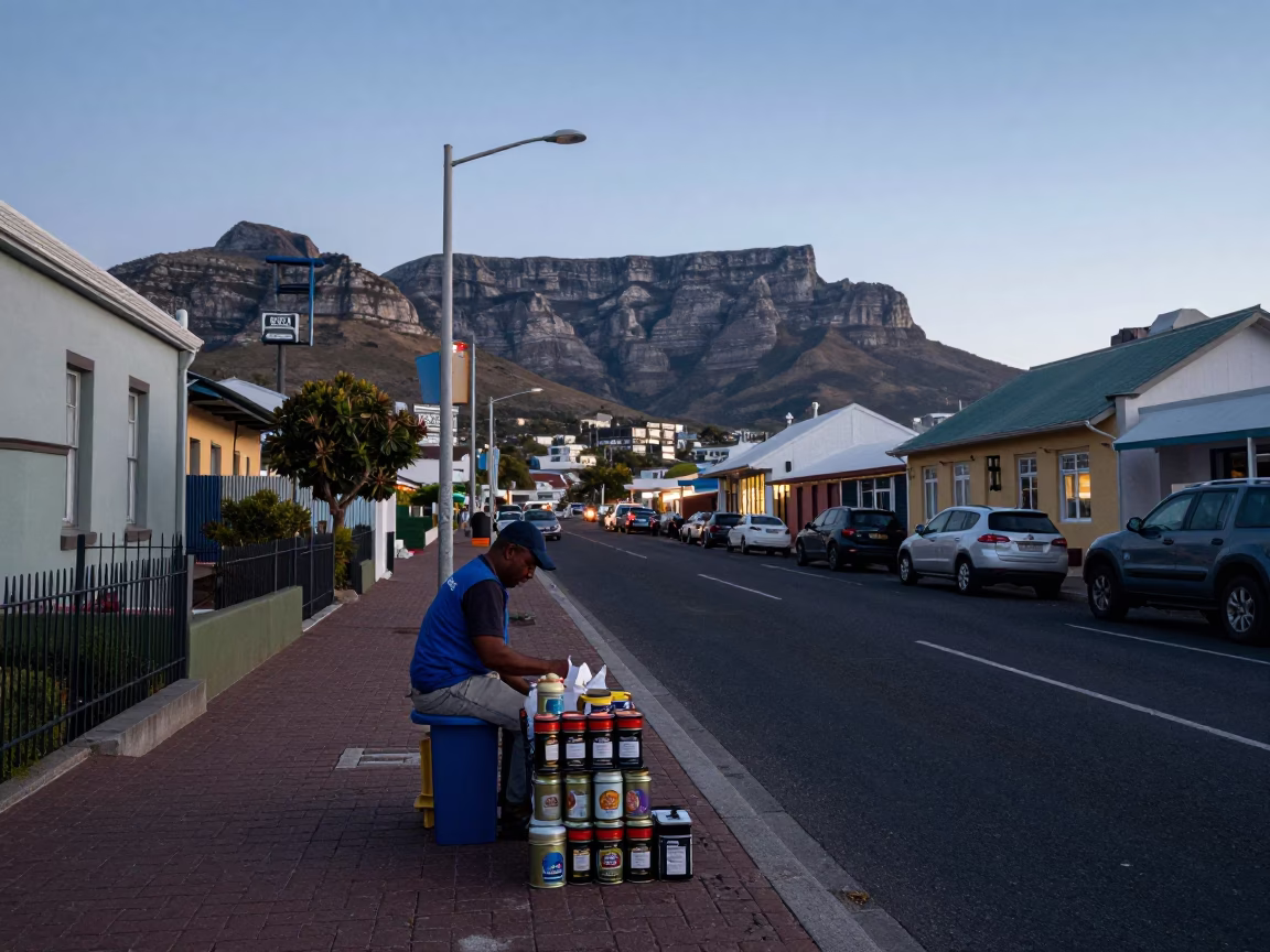 Nautical Dawn in Cape Town Street Scene with Tiffin Tin and Condensation in in Cape Town, South Africa