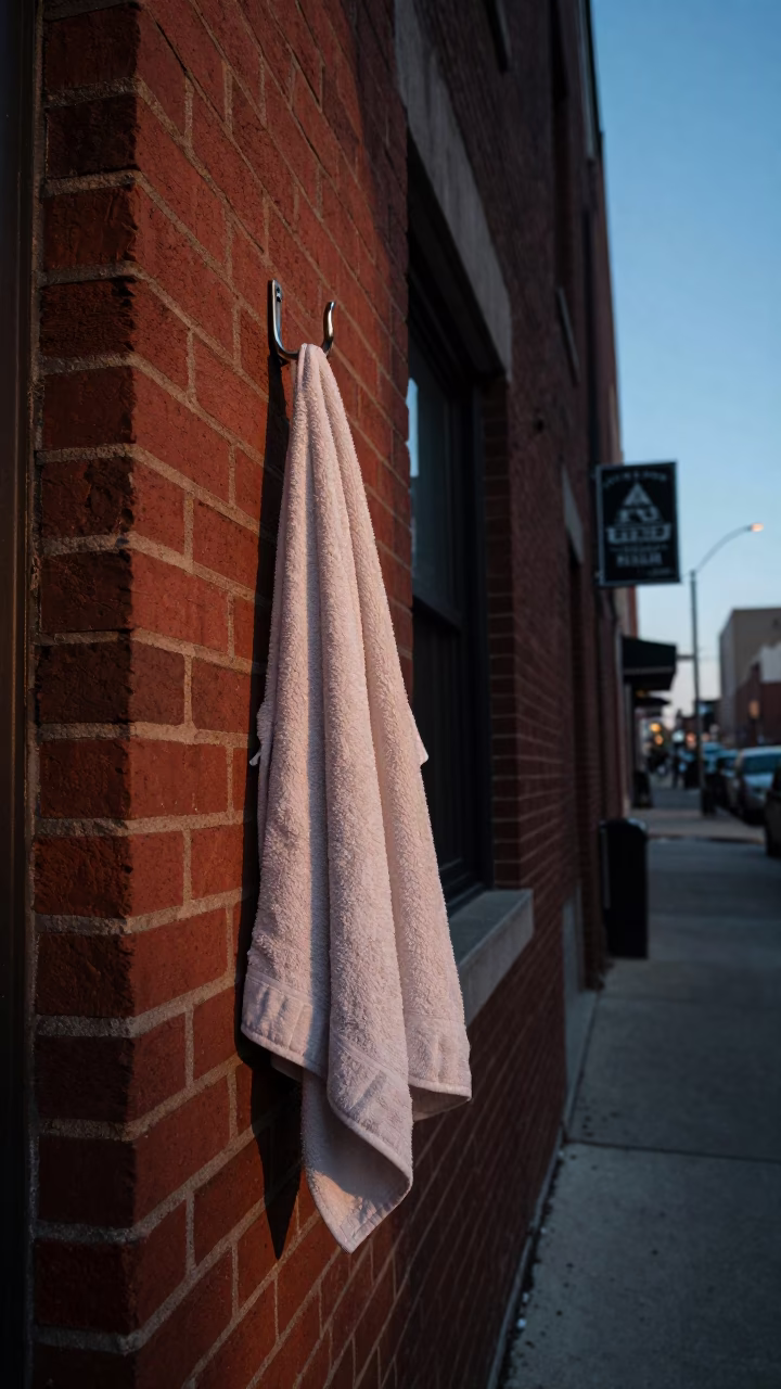 Nautical Dawn in Chicago Illinois Urban Street Scene with Towel Hook Detail in in Chicago, Illinois, United States