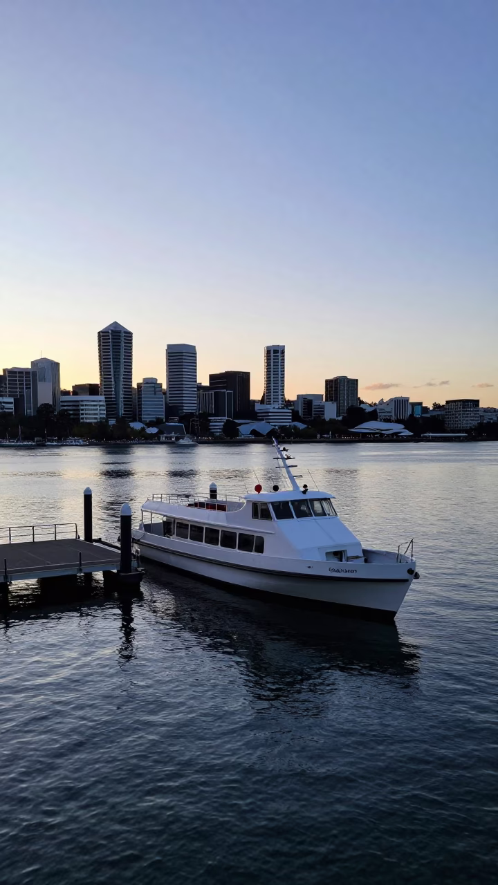 Nautical Dawn in Christchurch New Zealand Water Taxi Dock Scene in in Christchurch, New Zealand