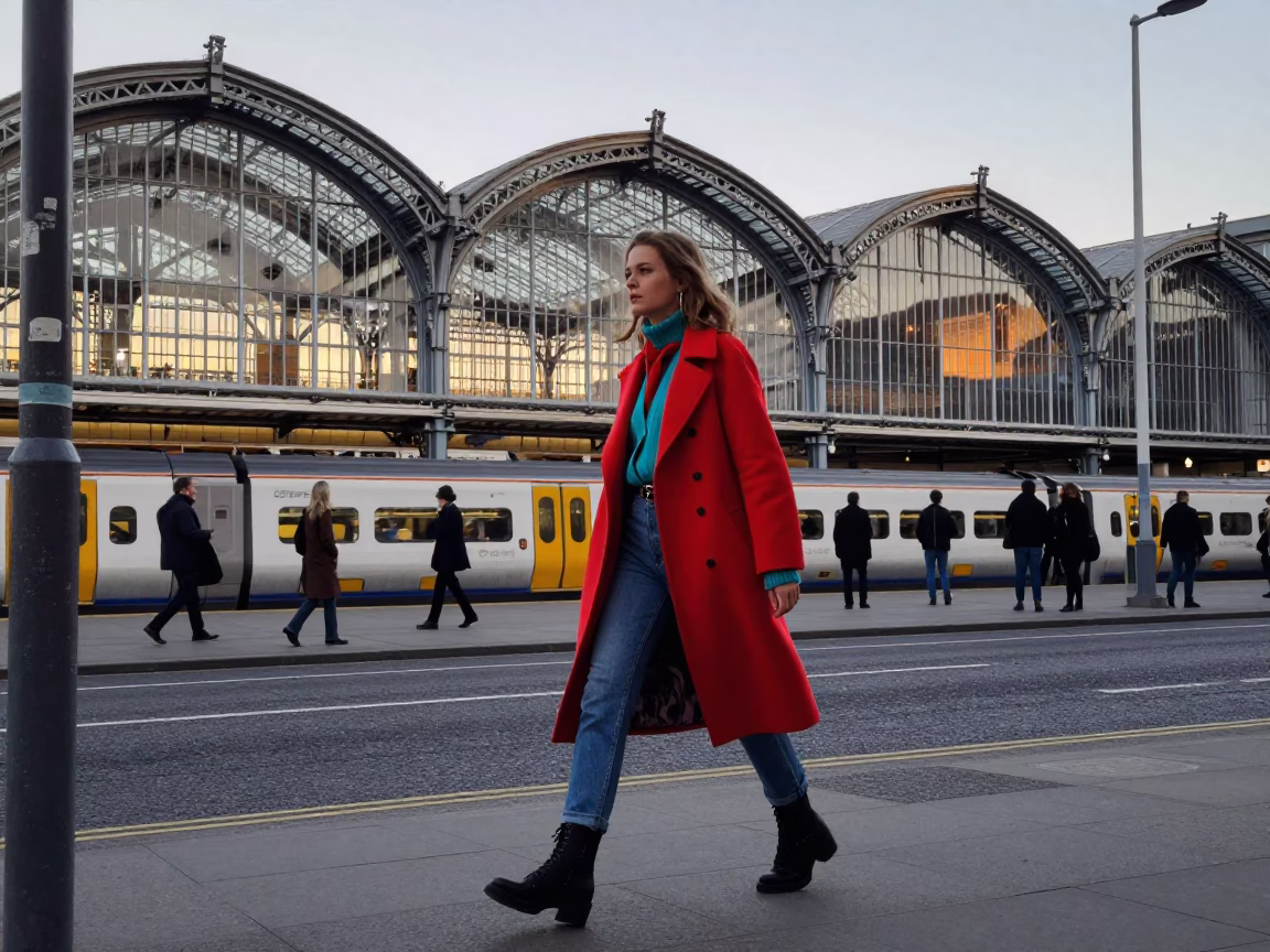 Nautical Dawn in Dublin Ireland High Fashion Street Style Photograph in in Dublin, Ireland