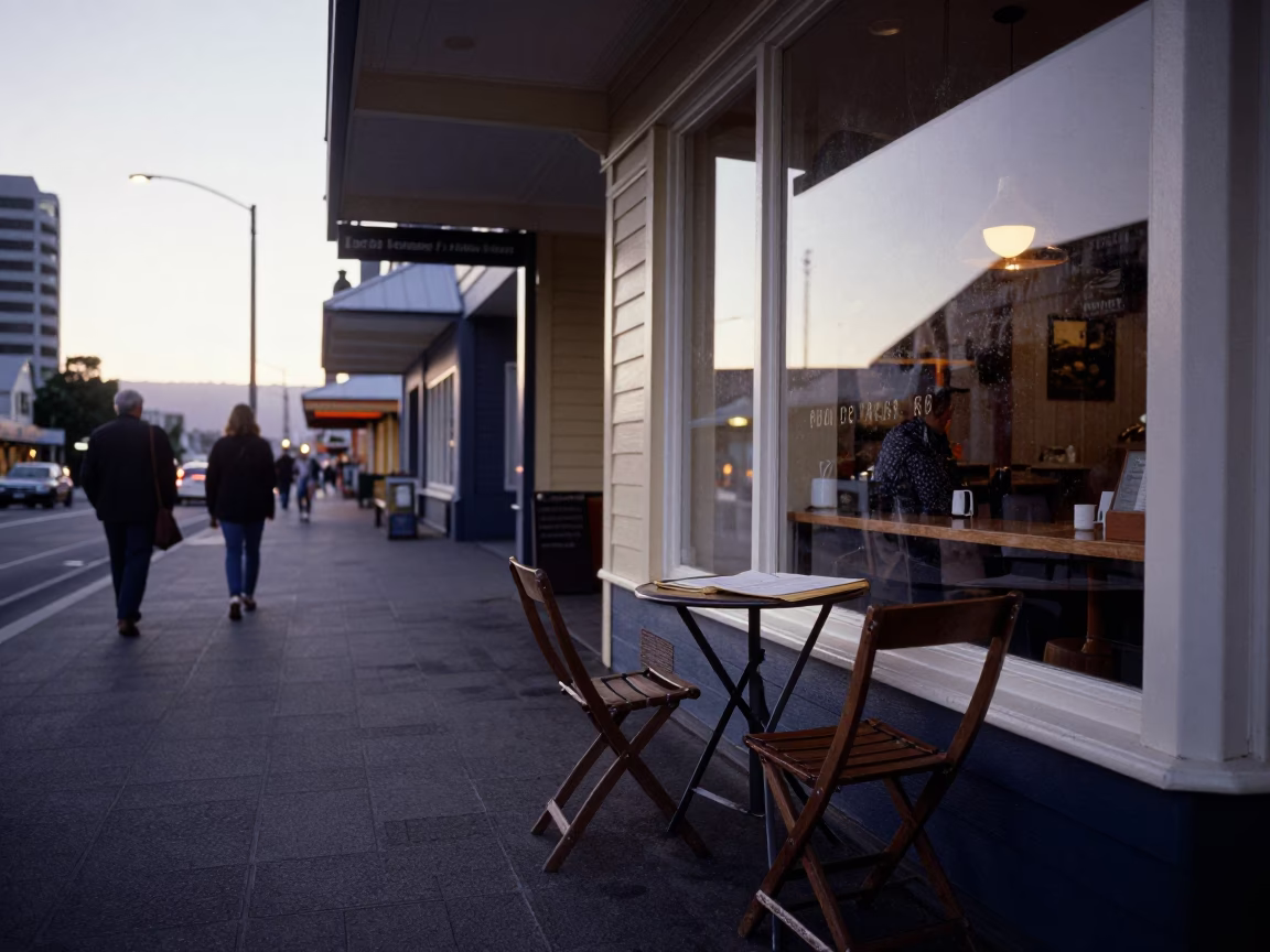Nautical Dawn in Hobart Tasmania with Condensation and Folding Chairs in in Hobart, Tasmania, Australia