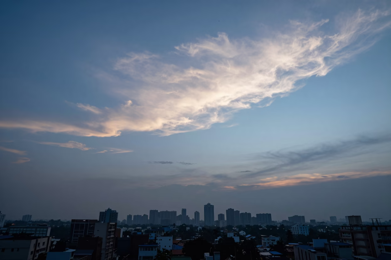 Nautical Dawn in Hyderabad India Morning Glory Cloud Over City Skyline in in Hyderabad, India