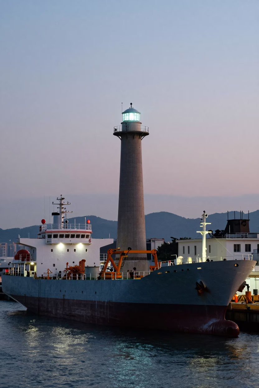 Nautical Dawn in Kaohsiung at Nautical Dawn Light in in Kaohsiung, Taiwan