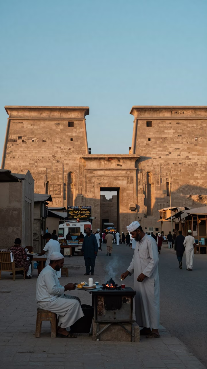 Nautical Dawn in Luxor Egypt Street Scene with Traditional Breakfast in in Luxor, Egypt