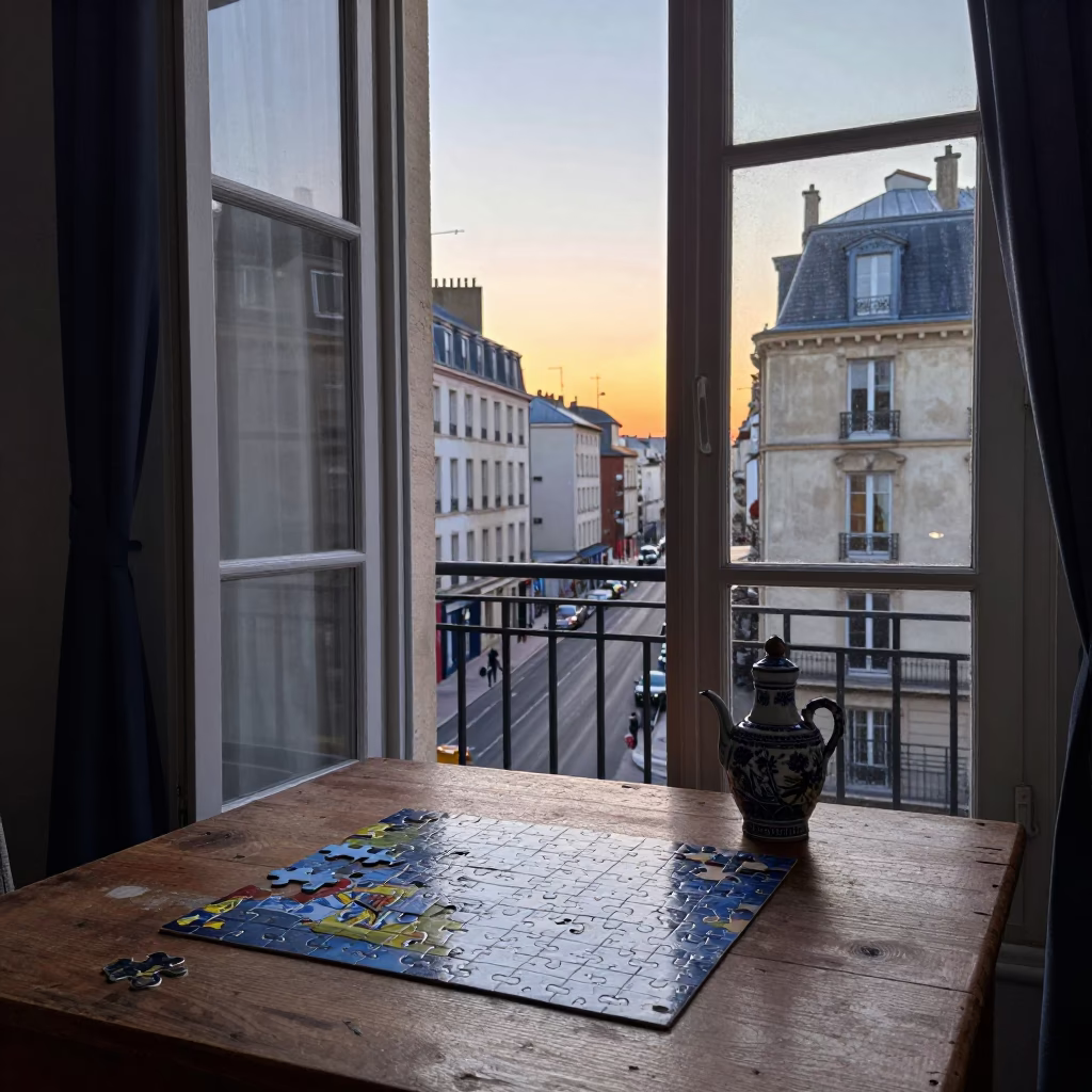 Nautical Dawn in Lyon France with Old Apartment Details and Street Life in in Lyon, France