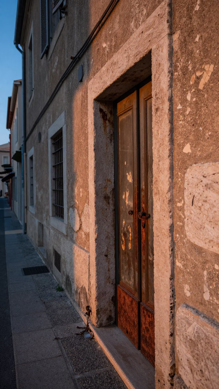 Nautical Dawn in Marseille Rusty Doorframe and Hinge Detail in in Marseille, France