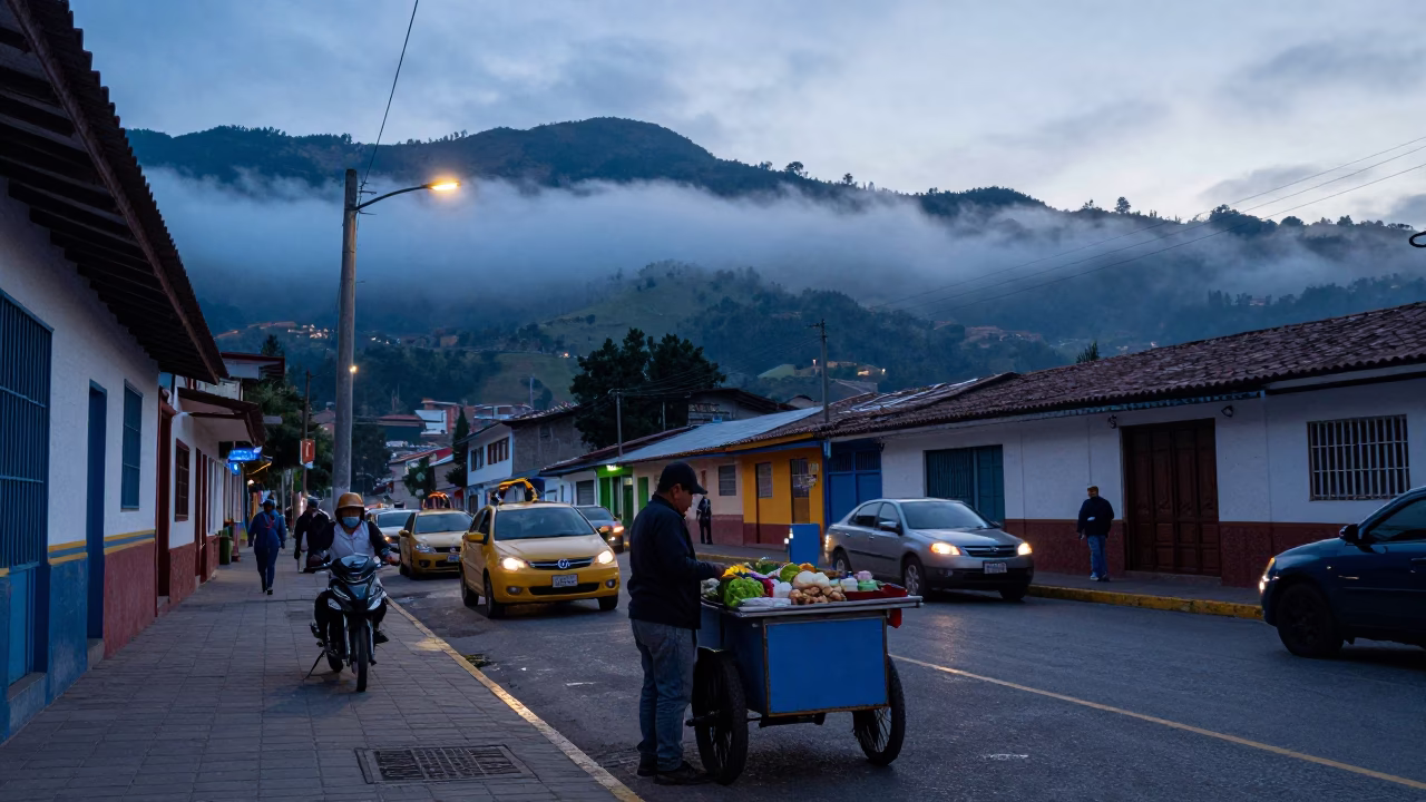 Nautical Dawn in Medellin Colombia Street Scene with Ledger and Lichen in in Medellin, Colombia