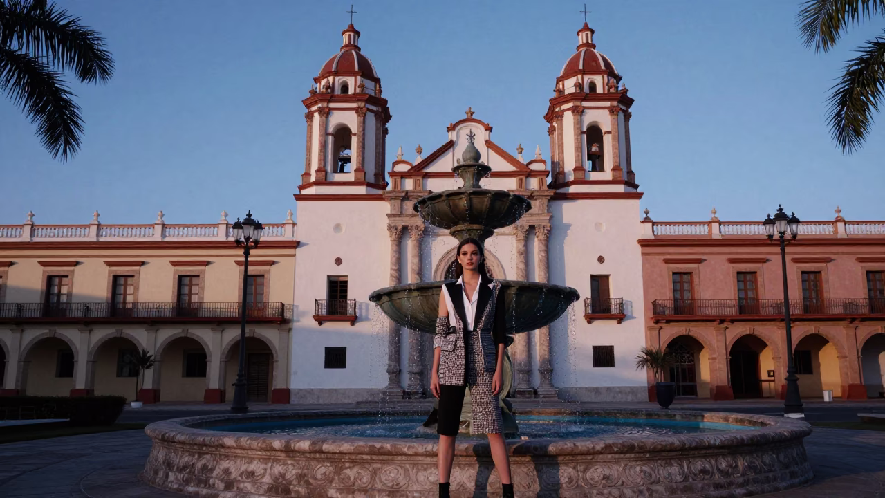 Nautical Dawn in Merida at Nautical Dawn Light in in Merida, Mexico
