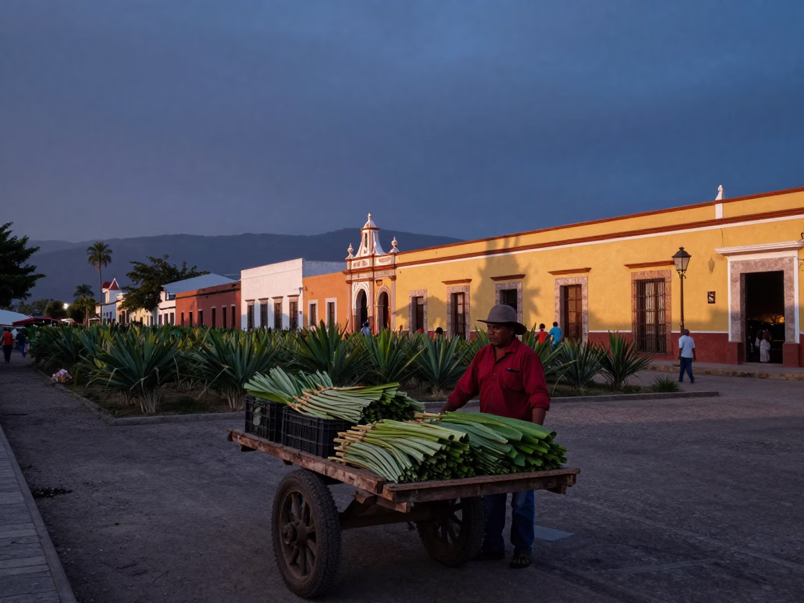 Nautical Dawn in Merida Mexico with Sisal Plantation and Local Market Activity in in Merida, Mexico