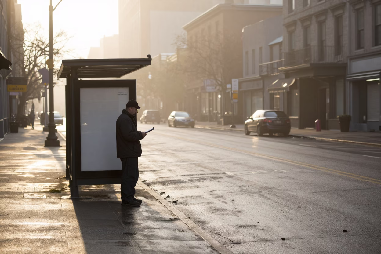 Nautical Dawn in Montreal Quebec Canada Street Scene with Clipboard and Empty Chairs in in Montreal, Quebec, Canada