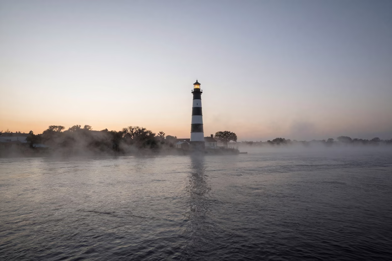 Nautical Dawn in New Orleans at Nautical Dawn Light in in New Orleans, Louisiana, United States