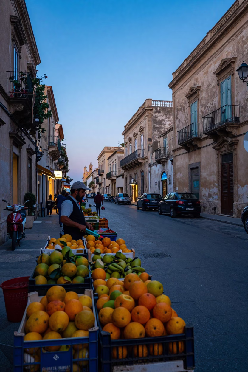 Nautical Dawn in Palermo Italy Street Scene with Colorful Local Life in in Palermo, Italy