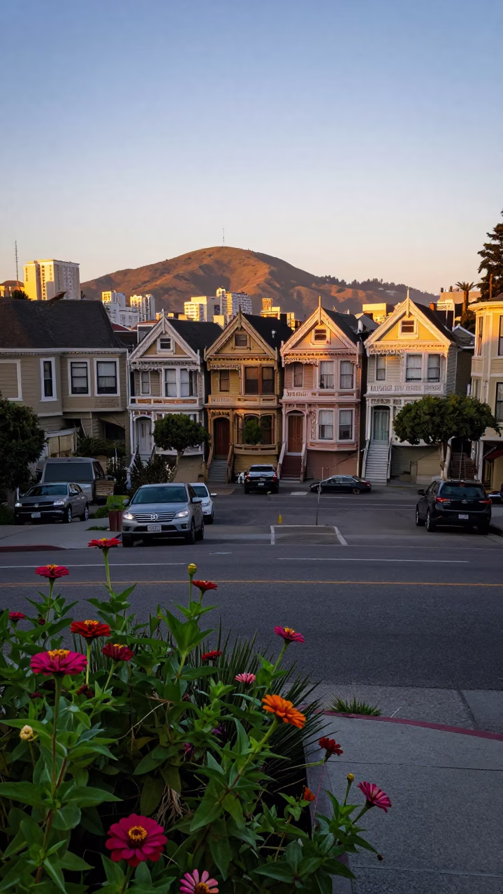 Nautical Dawn in San Francisco with Sailboats and Zinnias in in San Francisco, California, United States