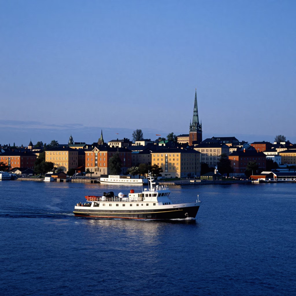 Nautical Dawn in Stockholm Sweden Cityscape and Waterfront Ambience in in Stockholm, Sweden