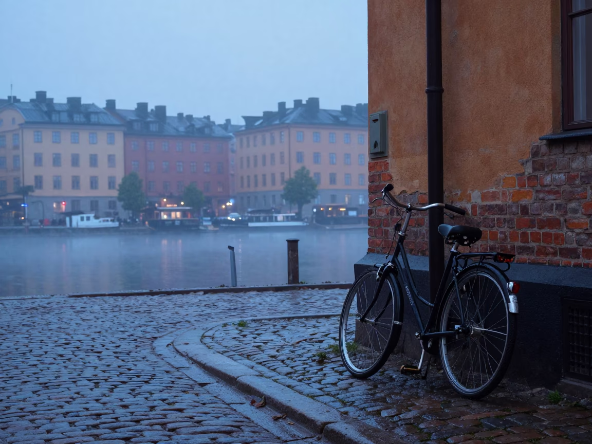 Nautical Dawn in Stockholm Sweden Street Photography Scene with Vintage Details in in Stockholm, Sweden