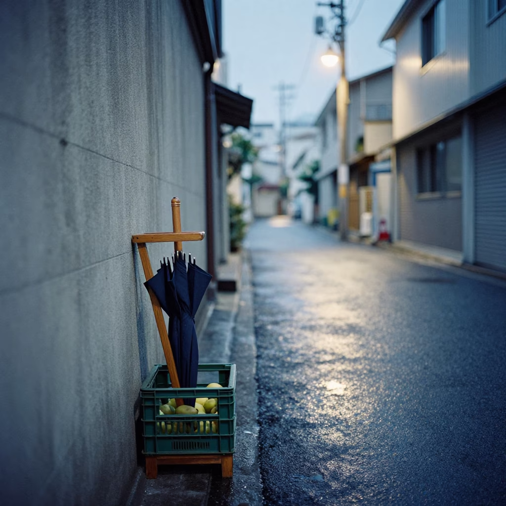 Nautical Dawn in Tokyo Japan Umbrella Stand and Fruit Crate in in Tokyo, Japan