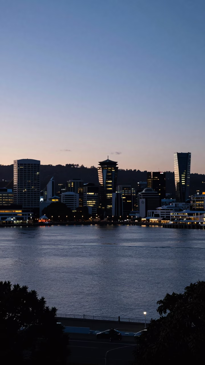 Nautical Dawn in Wellington New Zealand City Harbour View in in Wellington, New Zealand