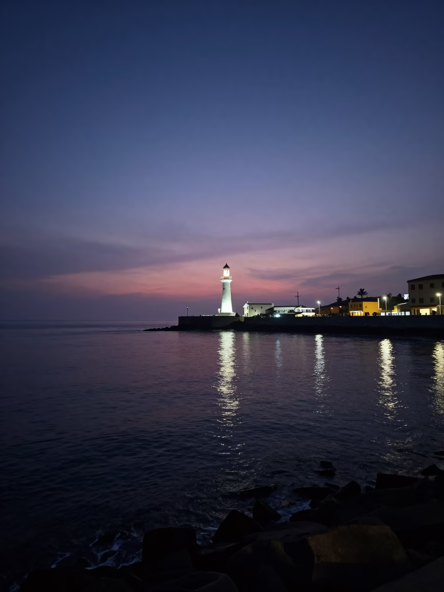 Nautical Dawn Light Illuminating Lima Peru Harbor Waters and Coastal Infrastructure in in Lima, Peru