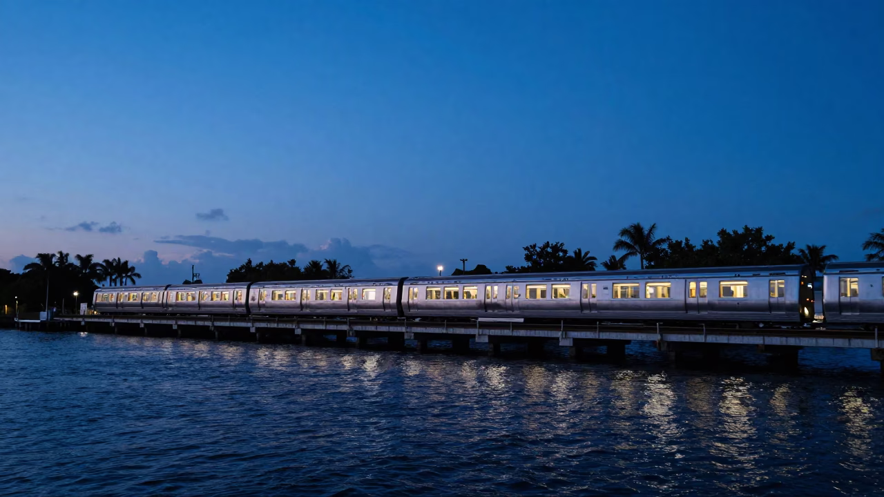 Nautical Dawn Light on Above River in Miami in in Miami, Florida, United States