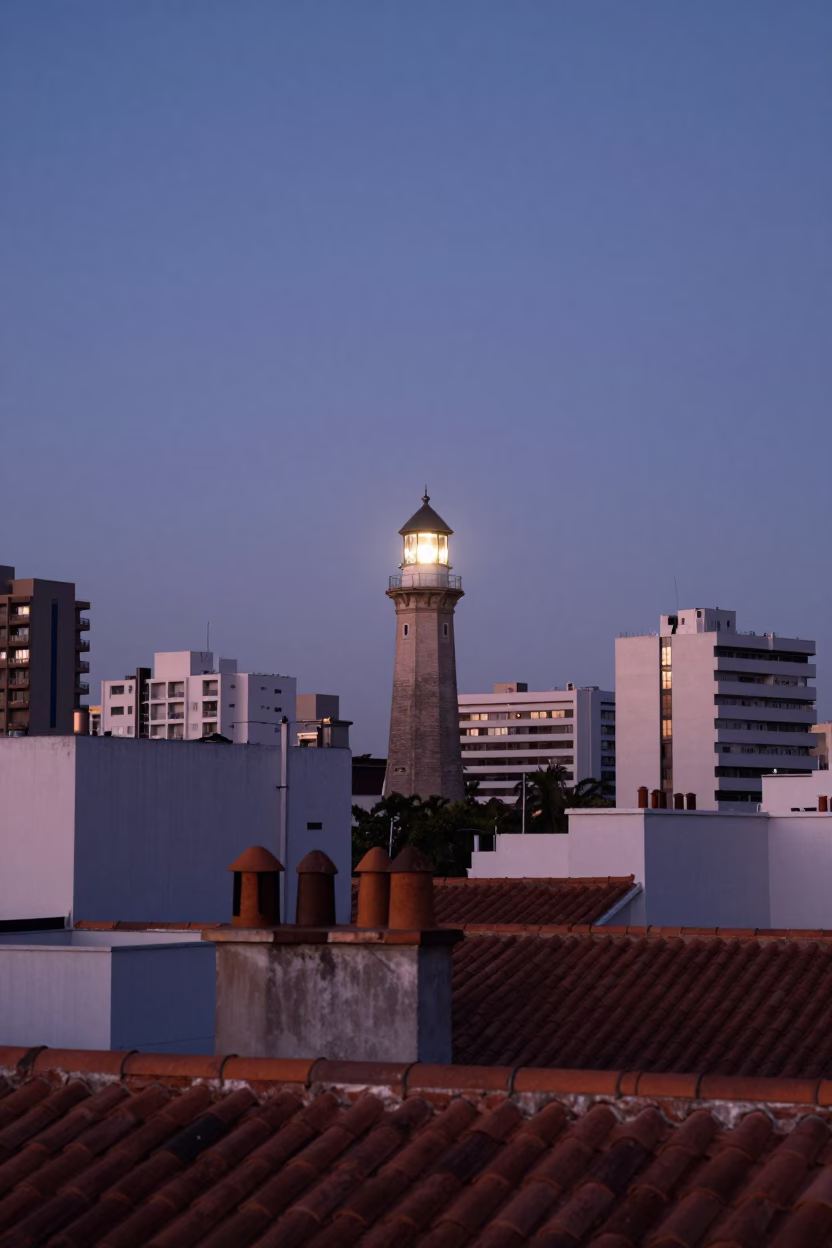 Nautical Dawn Light on Buenos Aires Rooftops and Urban Skyline in in Buenos Aires, Argentina
