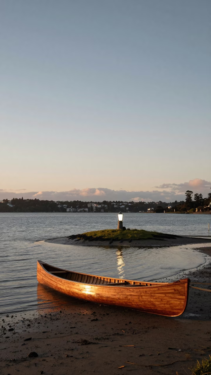 Nautical Dawn Light on Canoe in Auckland in in Auckland, New Zealand