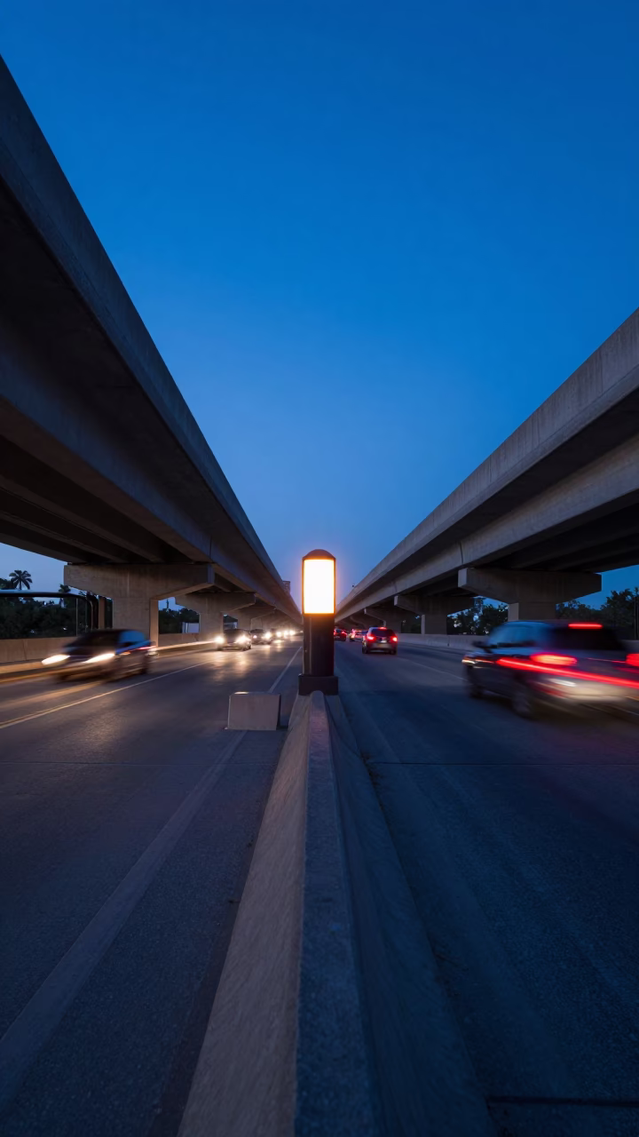 Nautical Dawn Light on Concrete Barrier in Austin in in Austin, Texas, United States