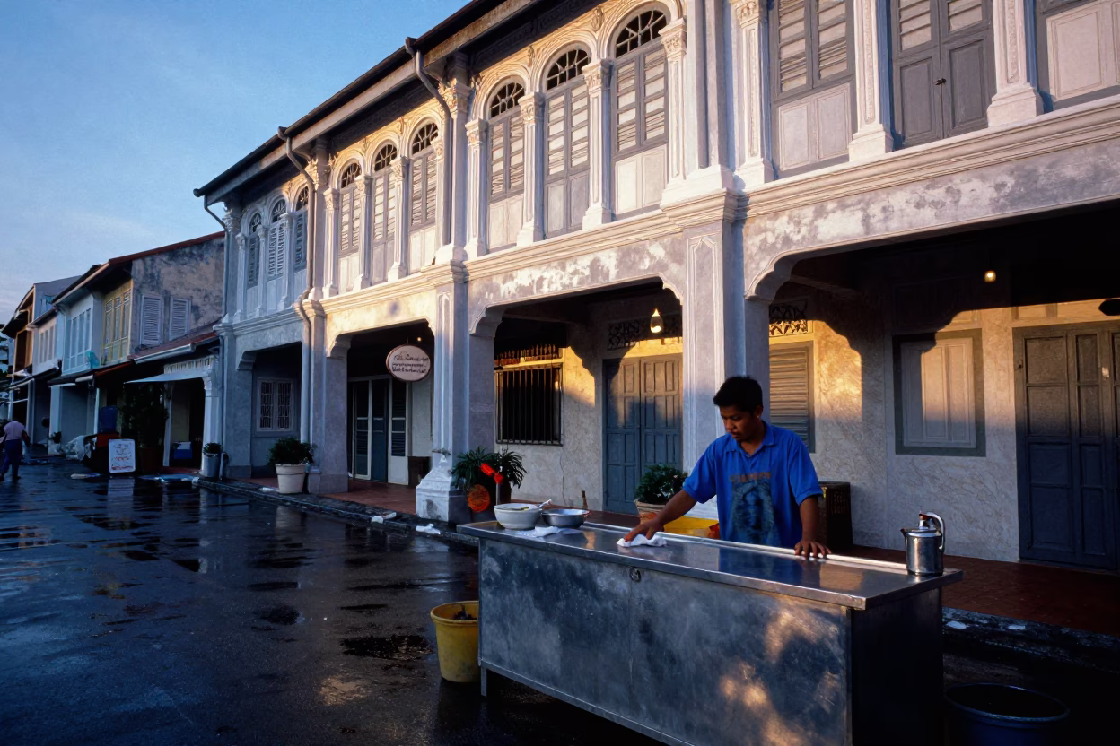 Nautical Dawn Light on Daily Life in George Town in in George Town, Malaysia