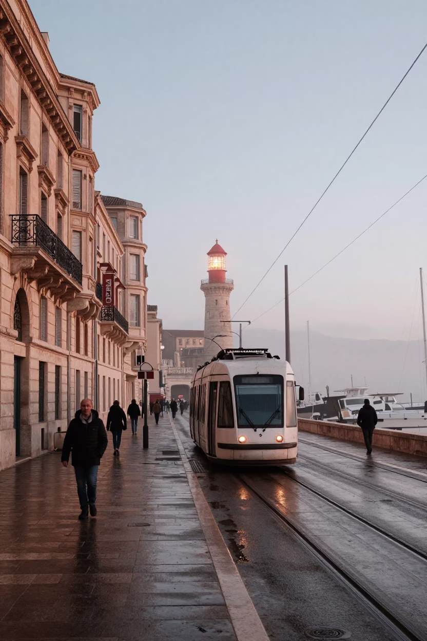 Nautical Dawn Light on Dawn Light in Marseille in in Marseille, France