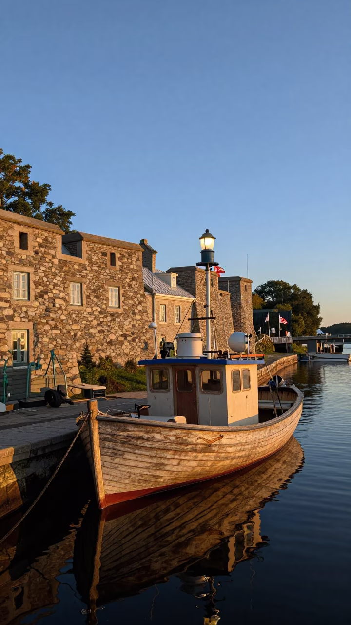 Nautical Dawn Light on Fishing Boat in Quebec City in in Quebec City, Quebec, Canada