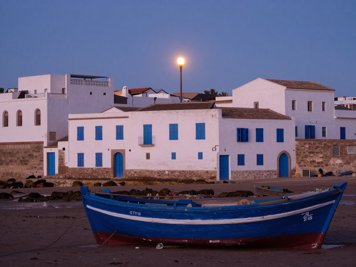 Nautical Dawn Light on Fishing Boats in Essaouira in in Essaouira, Morocco