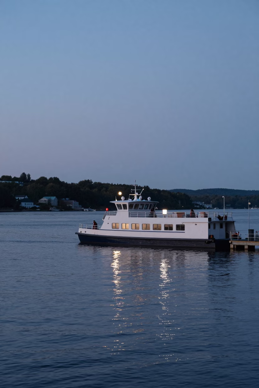 Nautical Dawn Light on Floating Pier in Quebec City in in Quebec City, Quebec, Canada