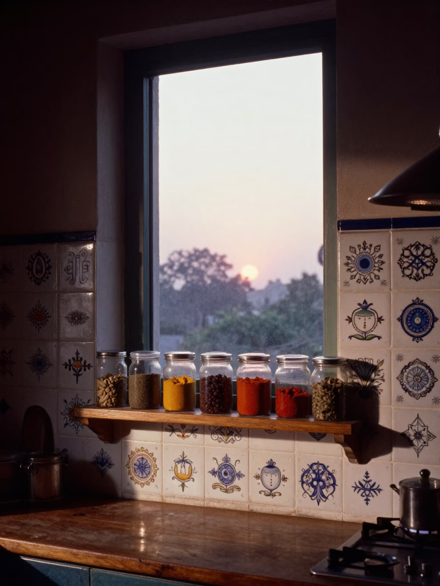 Nautical Dawn Light on Kitchen Interior in Delhi in in Delhi, India