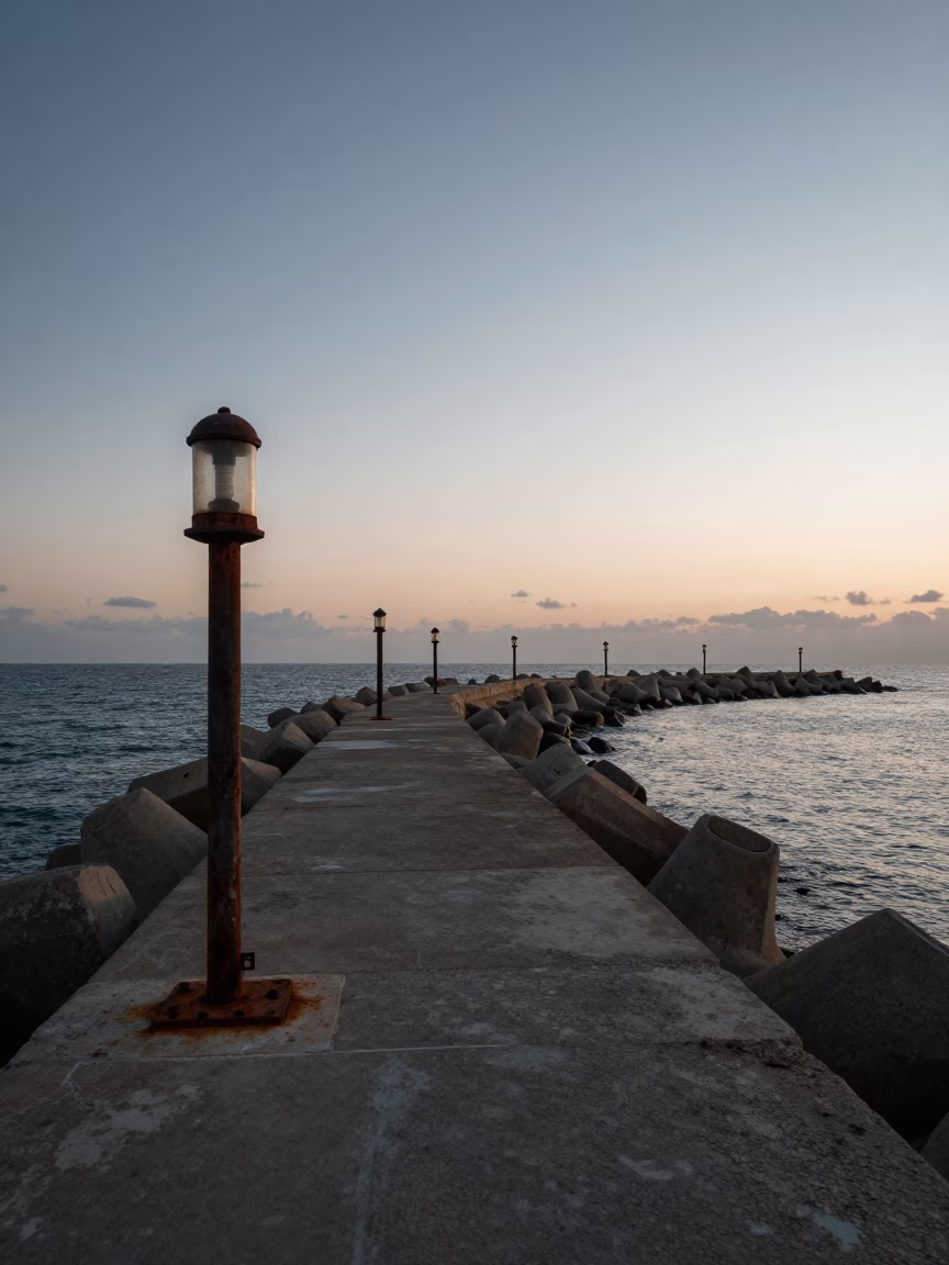 Nautical Dawn Light on Mediterranean Sea in Alexandria in in Alexandria, Egypt