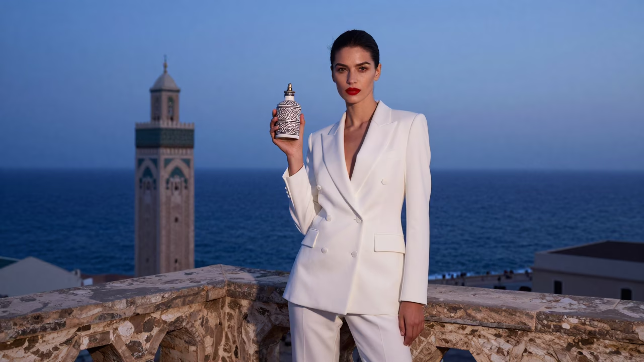 Nautical Dawn Light on Model in Casablanca in in Casablanca, Morocco