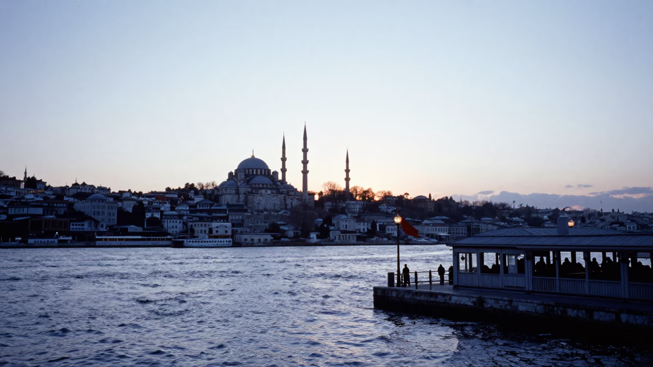 Nautical Dawn Light on Ottoman Architecture in Istanbul in in Istanbul, Turkey