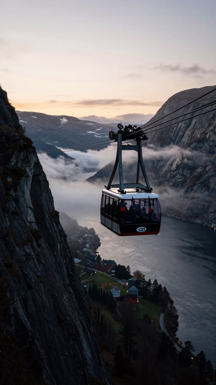 Nautical Dawn Light on River Valley in Bergen in in Bergen, Norway