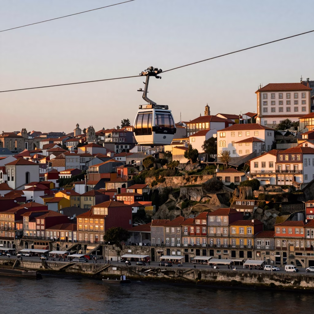 Nautical Dawn Light on River Valley in Porto in in Porto, Portugal