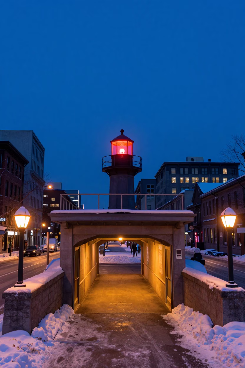 Nautical Dawn Light on Station Entrance in Montreal in in Montreal, Quebec, Canada