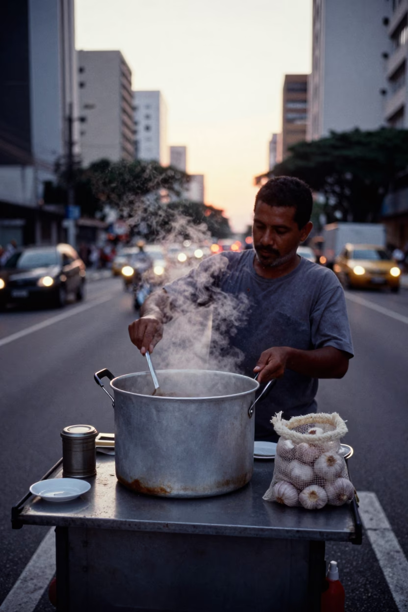 Nautical Dawn Light on Street Breakfast in São Paulo in in São Paulo, Brazil