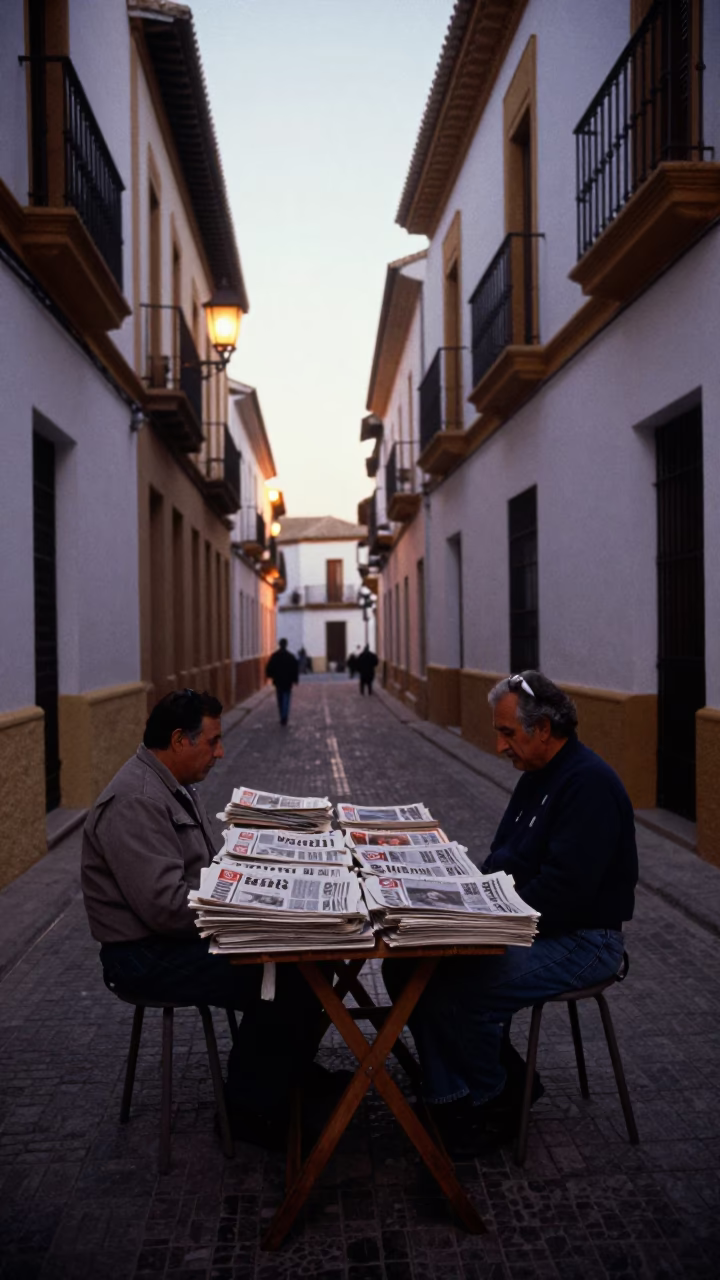 Nautical Dawn Light on Street Scene in Granada in in Granada, Spain