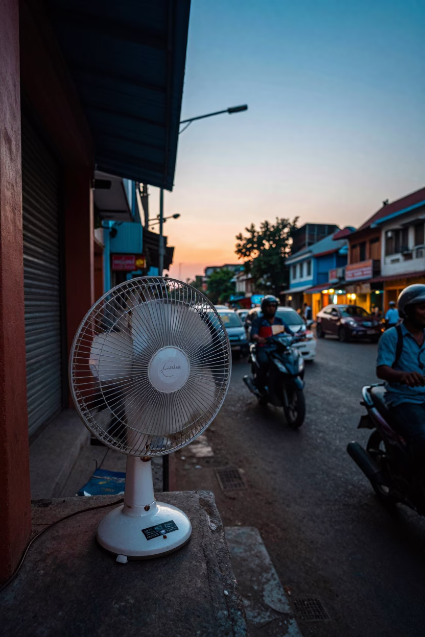 Nautical Dawn Light on Street Scene in Kolkata in in Kolkata, India