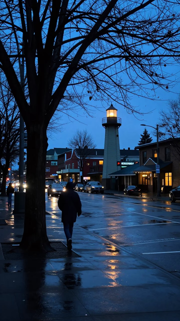 Nautical Dawn Light on Street Scene in Seattle in in Seattle, Washington, United States