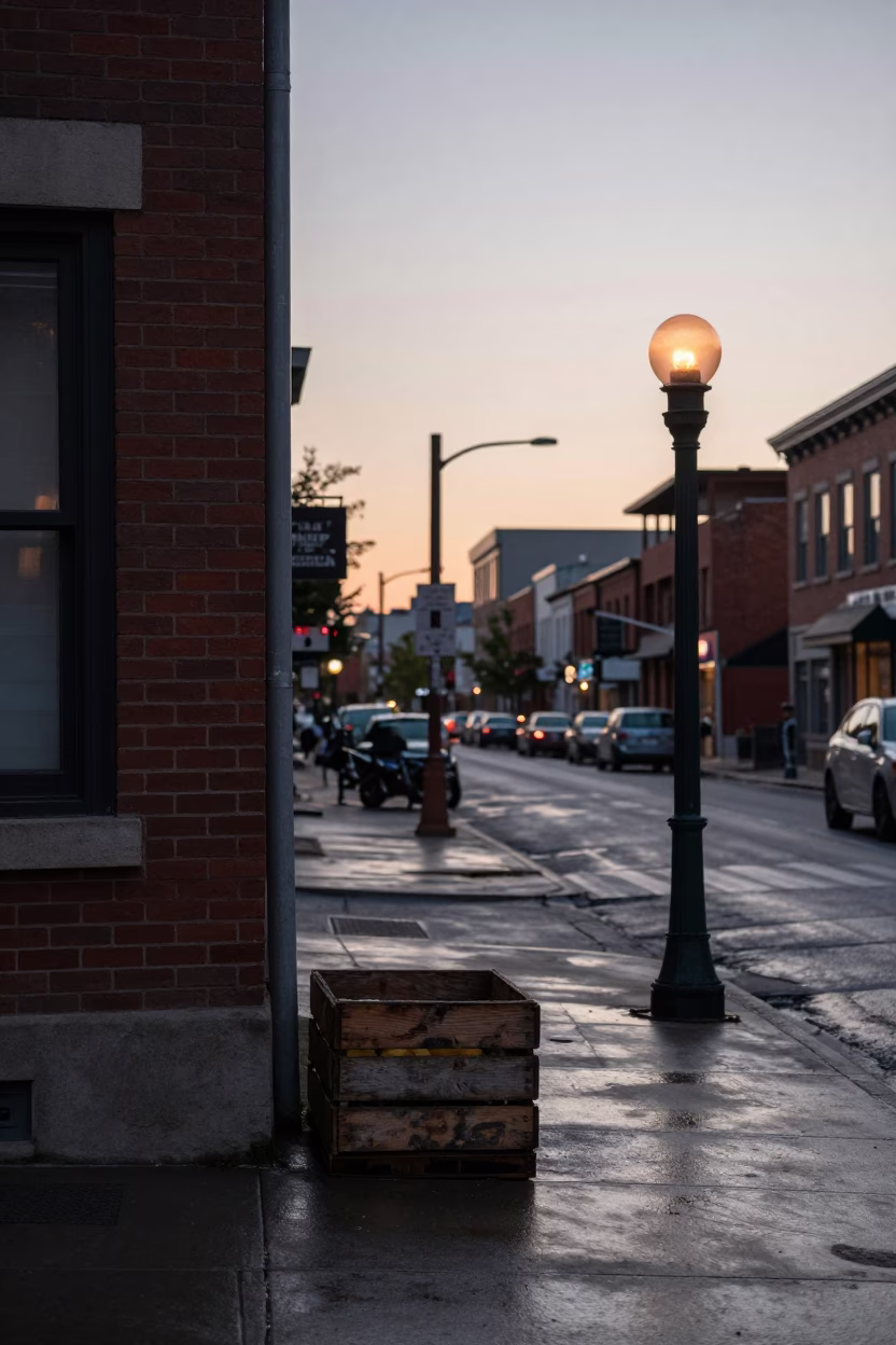 Nautical Dawn Light on Street Scene in Toronto in in Toronto, Ontario, Canada