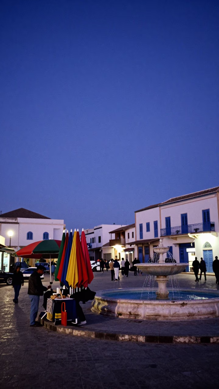 Nautical Dawn Light on Street Scene in Tunis in in Tunis, Tunisia